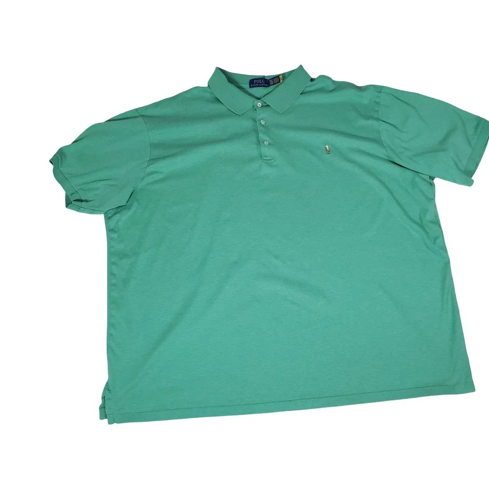 Polo Ralph Lauren Mens 3XLT Green Heather Short Sleeve Cotton Polo Shirt